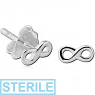 STERILE STERLING SILVER 925 EAR STUDS PAIR - INFINITY PIERCING