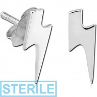 STERILE STERLING SILVER 925 EAR STUDS PAIR - LIGHTNING