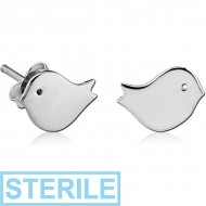 STERILE STERLING SILVER 925 EAR STUDS PAIR - CHICK