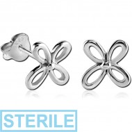 STERILE STERLING SILVER 925 EAR STUDS PAIR - FLOWER PIERCING