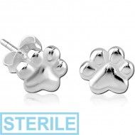 STERILE STERLING SILVER 925 EAR STUDS PAIR - PAW