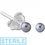 STERILE STERLING SILVER 925 EAR STUDS PAIR WITH 4MM SYNTHETIC PEARL PIERCING