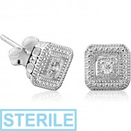 STERILE STERLING SILVER 925 JEWELLED EAR STUDS PAIR PIERCING