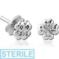 STERILE STERLING SILVER 925 JEWELLED EAR STUDS PAIR - FOUR HEARTS PIERCING