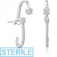 STERILE STERLING SILVER 925 JEWELLED BACK EARRINGS WITH STUDS PAIR PIERCING