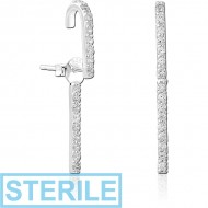 STERILE STERLING SILVER 925 JEWELLED BACK EARRINGS WITH STUDS PAIR PIERCING