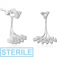 STERILE STERLING SILVER 925 JEWELLED BACK EARRINGS WITH STUDS PAIR PIERCING