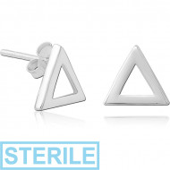 STERILE STERLING SILVER 925 EAR STUDS PAIR - TRIANGLE PIERCING