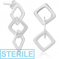 STERILE STERLING SILVER 925 MATT FINISH EAR STUDS PAIR PIERCING
