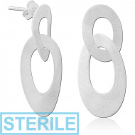 STERILE STERLING SILVER 925 MATT FINISH EAR STUDS PAIR PIERCING