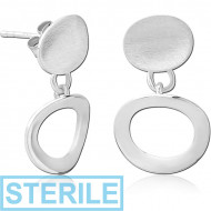 STERILE STERLING SILVER 925 MATT FINISH EAR STUDS PAIR PIERCING
