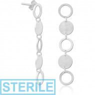STERILE STERLING SILVER 925 MATT FINISH EAR STUDS PAIR PIERCING