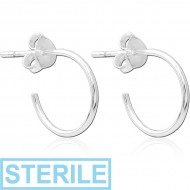 STERILE STERLING SILVER 925 EAR STUDS PAIR - HOOP PIERCING