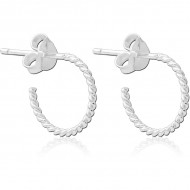 STERILE STERLING SILVER 925 EAR STUDS PAIR - TWIST HOOP