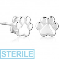STERILE STERLING SILVER 925 EAR STUDS PAIR - PAW