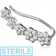 STERILE STERLING SILVER 925 JEWELLED EAR VINE - RIGHT - STARS PIERCING