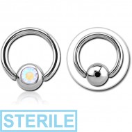 STERILE SURGICAL STEEL VALUE JEWELLED SLAVE BALL WITH BALL CLOSURE RING PIERCING