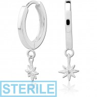 STERILE STERLING SILVER 925 JEWELLED HUGGIES PAIR PIERCING