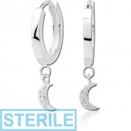 STERILE STERLING SILVER 925 JEWELLED HUGGIES PAIR PIERCING