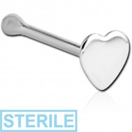 STERILE STERLING SILVER 925 HEART NOSE BONE PIERCING