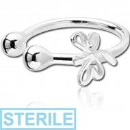 STERILE STERLING SILVER 925 ILLUSION NOSE RING WITH DRAGONFLY PIERCING
