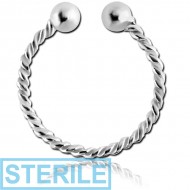 STERILE STERLING SILVER 925 ILLUSION RING WITH BALL PIERCING