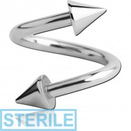 STERILE SURGICAL STEEL BODY SPIRAL WITH CONES PIERCING
