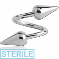 STERILE SURGICAL STEEL BODY SPIRAL WITH ROUND SPIKES PIERCING