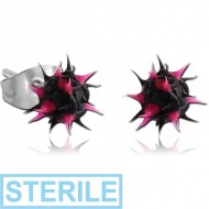 STERILE SILICONE SPIKEY BALL EAR STUDS PAIR