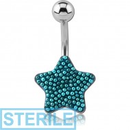 STERILE SURGICAL STEEL STAR MULTICOLOUR BALLS NAVEL BANANA PIERCING