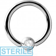 STERILE TITANIUM SWAROVSKI CRYSTAL JEWELLED BALL CLOSURE RING