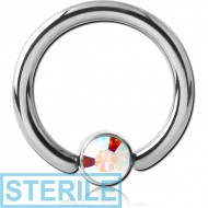 STERILE TITANIUM BALL CLOSURE RING WITH JEWELLED DISC