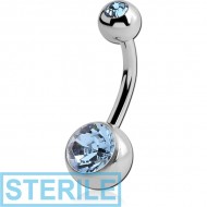 STERILE TITANIUM DOUBLE VALUE JEWELLED NAVEL BANANA PIERCING