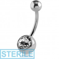 STERILE TITANIUM VALUE CRYSTAL JEWELLED NAVEL BANANA PIERCING