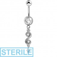 STERILE TITANIUM JEWELLED NAVEL BANANA WITH CHARM