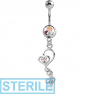 STERILE TITANIUM JEWELLED NAVEL BANANA WITH CHARM