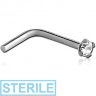 STERILE TITANIUM 90 DEGREE PRONG SET 1.5MM JEWELLED NOSE STUD PIERCING