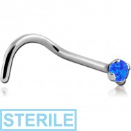 STERILE TITANIUM CURVED PRONG SET 1.5 MM JEWELLED TITANIUM NOSE STUDS WITH SYNTHETIC OPAL