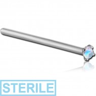 STERILE TITANIUM STRAIGHT PRONG SET 2MM JEWELLED NOSE STUD 15MM