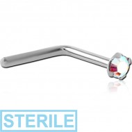 STERILE TITANIUM 90 DEGREE PRONG SET 3 MM JEWELLED TITANIUM NOSE STUDS