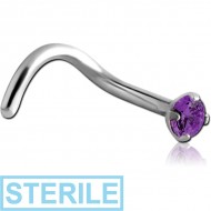 STERILE TITANIUM CURVED PRONG SET 2.5MM JEWELLED NOSE STUD