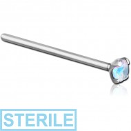 STERILE TITANIUM STRAIGHT PRONG SET 2.5MM JEWELLED NOSE STUD 15MM