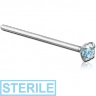 STERILE TITANIUM STRAIGHT PRONG SET 2.5MM JEWELLED LARGE NOSE STUD 19MM