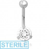 STERILE TITANIUM INTERNALLY THREADED DOUBLE JEWELLED NAVEL BANANA BALL TOP - BOTTOM PRONG SET