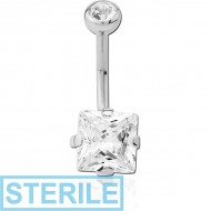 STERILE TITANIUM INTERNALLY THREADED DOUBLE JEWELLED NAVEL BANANA BALL TOP - BOTTOM PRONG SET