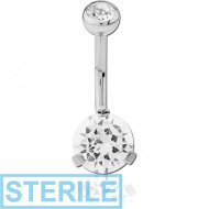 STERILE TITANIUM INTERNALLY THREADED DOUBLE JEWELLED NAVEL BANANA BALL TOP - BOTTOM PRONG SET