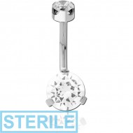 STERILE TITANIUM INTERNALLY THREADED DOUBLE JEWELLED NAVEL BANANA ATTCHMENT TOP - BOTTOM PRONG SET