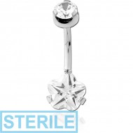 STERILE TITANIUM INTERNALLY THREADED DOUBLE JEWELLED NAVEL BANANA ATTCHMENT TOP - BOTTOM PRONG SET