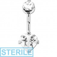 STERILE TITANIUM INTERNALLY THREADED DOUBLE JEWELLED NAVEL BANANA ATTCHMENT TOP - BOTTOM PRONG SET