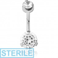 STERILE TITANIUM INTERNALLY THREADED DOUBLE JEWELLED NAVEL BANANA ATTCHMENT TOP - BOTTOM PRONG SET